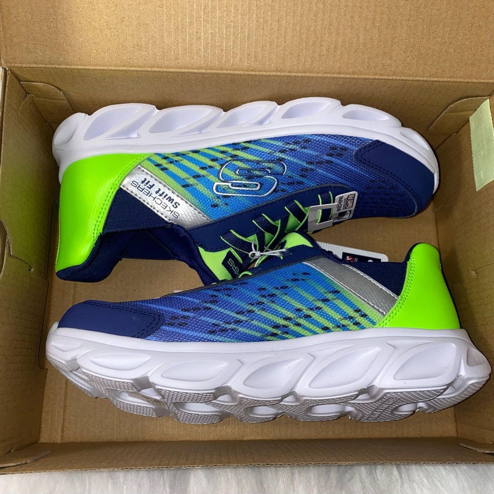 Skechers Sneakers Boys Swift Fit size 4 New in box Lime navy - Picture 9 of 10